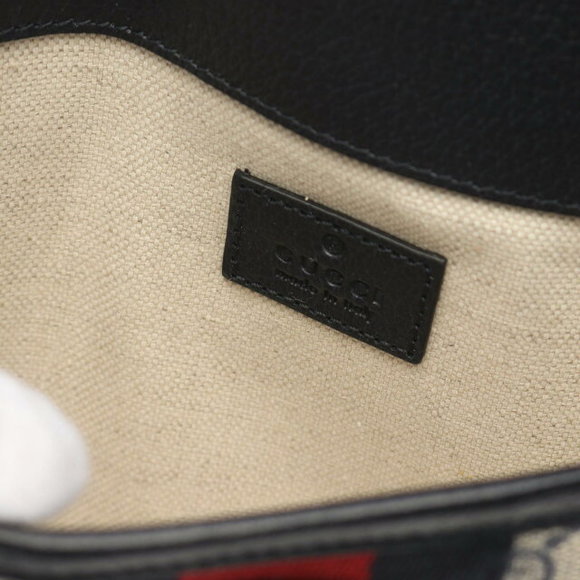 Gucci Ophidia Belt Bag Waist Body Leather Beige Navy Blue Multicolor - Picture 4 of 4